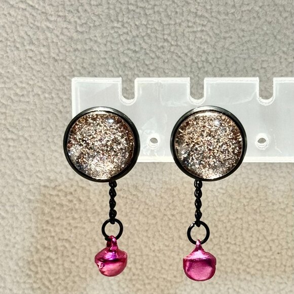 Pink & Silver Glitter Earrings - Picture 1 of 1